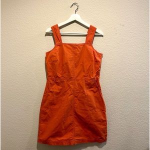 VTG Eddie Bauer Y2k Orange Overall Dress Sz 10